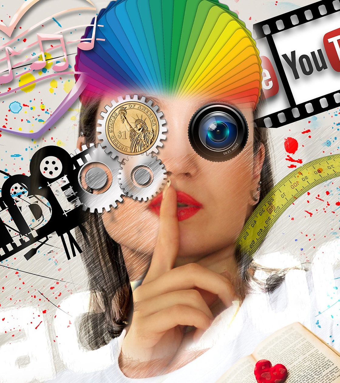 Creative collage representing marketing, media and brand strategy